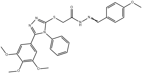 N'-(4-methoxybenzylidene)-2-{[4-phenyl-5-(3,4,5-trimethoxyphenyl)-4H-1,2,4-triazol-3-yl]sulfanyl}acetohydrazide Struktur