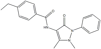 N-(1,5-dimethyl-3-oxo-2-phenyl-2,3-dihydro-1H-pyrazol-4-yl)-4-ethylbenzamide Struktur