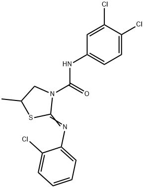 2-[(2-chlorophenyl)imino]-N-(3,4-dichlorophenyl)-5-methyl-1,3-thiazolidine-3-carboxamide Struktur