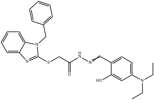 2-[(1-benzyl-1H-benzimidazol-2-yl)sulfanyl]-N'-[4-(diethylamino)-2-hydroxybenzylidene]acetohydrazide Struktur