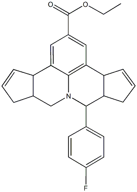 ethyl 7-(4-fluorophenyl)-3b,6,6a,7,9,9a,10,12a-octahydrocyclopenta[c]cyclopenta[4,5]pyrido[3,2,1-ij]quinoline-2-carboxylate Struktur