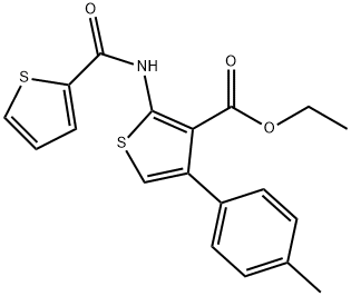 ethyl 4-(4-methylphenyl)-2-[(2-thienylcarbonyl)amino]-3-thiophenecarboxylate Struktur