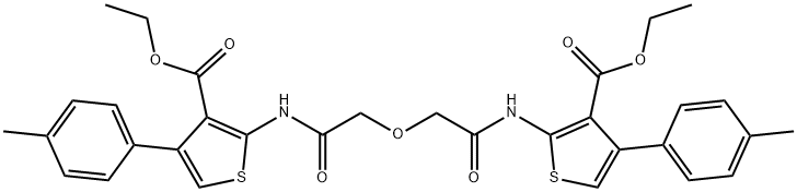 ethyl 2-{[(2-{[3-(ethoxycarbonyl)-4-(4-methylphenyl)-2-thienyl]amino}-2-oxoethoxy)acetyl]amino}-4-(4-methylphenyl)-3-thiophenecarboxylate Struktur