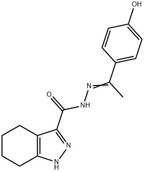 N'-[1-(4-hydroxyphenyl)ethylidene]-4,5,6,7-tetrahydro-1H-indazole-3-carbohydrazide Struktur