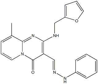 2-[(2-furylmethyl)amino]-9-methyl-4-oxo-4H-pyrido[1,2-a]pyrimidine-3-carbaldehyde phenylhydrazone Struktur