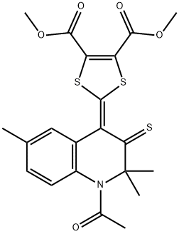 dimethyl 2-(1-acetyl-2,2,6-trimethyl-3-thioxo-2,3-dihydro-4(1H)-quinolinylidene)-1,3-dithiole-4,5-dicarboxylate Struktur