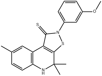 2-(3-methoxyphenyl)-4,4,8-trimethyl-4,5-dihydroisothiazolo[5,4-c]quinoline-1(2H)-thione Struktur