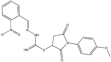 1-(4-methoxyphenyl)-2,5-dioxo-3-pyrrolidinyl 2-{2-nitrobenzylidene}hydrazinecarbimidothioate Struktur