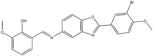 2-({[2-(3-bromo-4-methoxyphenyl)-1,3-benzoxazol-5-yl]imino}methyl)-6-methoxyphenol Struktur