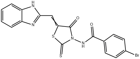 N-[5-(1H-benzimidazol-2-ylmethylene)-4-oxo-2-thioxo-1,3-thiazolidin-3-yl]-4-bromobenzamide Struktur