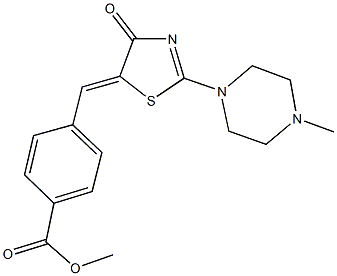 methyl 4-[(2-(4-methyl-1-piperazinyl)-4-oxo-1,3-thiazol-5(4H)-ylidene)methyl]benzoate Struktur