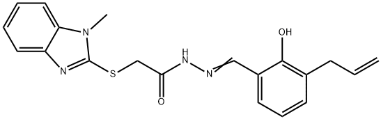 N'-(3-allyl-2-hydroxybenzylidene)-2-[(1-methyl-1H-benzimidazol-2-yl)sulfanyl]acetohydrazide Struktur