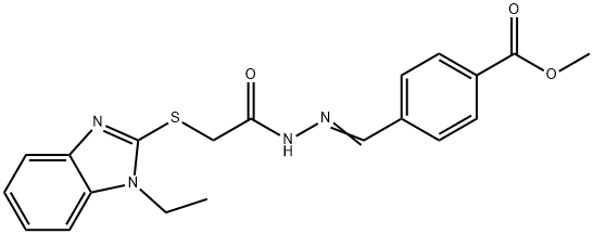 methyl 4-(2-{[(1-ethyl-1H-benzimidazol-2-yl)sulfanyl]acetyl}carbohydrazonoyl)benzoate Struktur