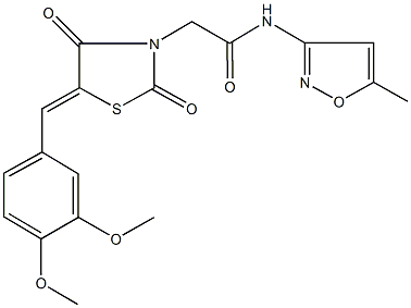 2-[5-(3,4-dimethoxybenzylidene)-2,4-dioxo-1,3-thiazolidin-3-yl]-N-(5-methyl-3-isoxazolyl)acetamide Struktur