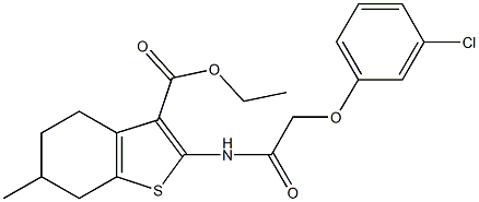 ethyl 2-{[(3-chlorophenoxy)acetyl]amino}-6-methyl-4,5,6,7-tetrahydro-1-benzothiophene-3-carboxylate Struktur