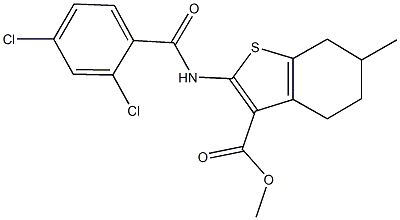 methyl 2-[(2,4-dichlorobenzoyl)amino]-6-methyl-4,5,6,7-tetrahydro-1-benzothiophene-3-carboxylate Struktur