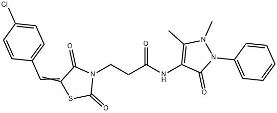 3-[5-(4-chlorobenzylidene)-2,4-dioxo-1,3-thiazolidin-3-yl]-N-(1,5-dimethyl-3-oxo-2-phenyl-2,3-dihydro-1H-pyrazol-4-yl)propanamide Struktur