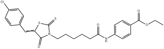 ethyl 4-({6-[5-(4-chlorobenzylidene)-4-oxo-2-thioxo-1,3-thiazolidin-3-yl]hexanoyl}amino)benzoate Struktur