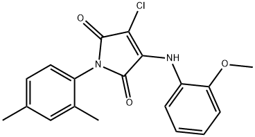 3-chloro-1-(2,4-dimethylphenyl)-4-(2-methoxyanilino)-1H-pyrrole-2,5-dione Struktur