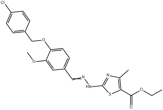 ethyl 2-(2-{4-[(4-chlorobenzyl)oxy]-3-methoxybenzylidene}hydrazino)-4-methyl-1,3-thiazole-5-carboxylate Struktur