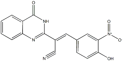 3-{4-hydroxy-3-nitrophenyl}-2-(4-oxo-3,4-dihydro-2-quinazolinyl)acrylonitrile Struktur