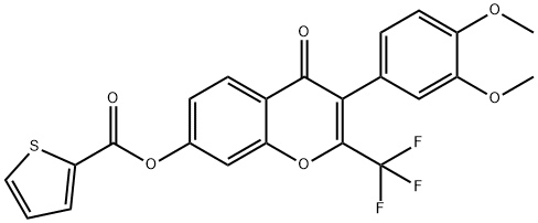 3-(3,4-dimethoxyphenyl)-4-oxo-2-(trifluoromethyl)-4H-chromen-7-yl 2-thiophenecarboxylate Struktur