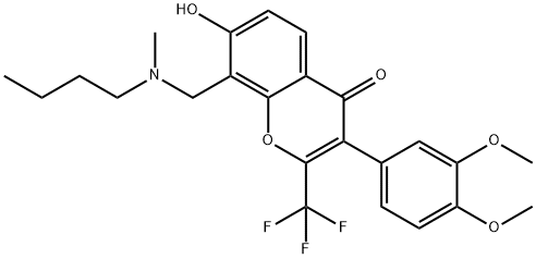 8-{[butyl(methyl)amino]methyl}-3-(3,4-dimethoxyphenyl)-7-hydroxy-2-(trifluoromethyl)-4H-chromen-4-one Struktur