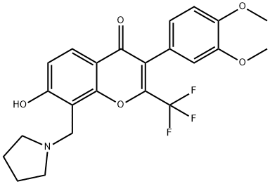 3-(3,4-dimethoxyphenyl)-7-hydroxy-8-(1-pyrrolidinylmethyl)-2-(trifluoromethyl)-4H-chromen-4-one Struktur