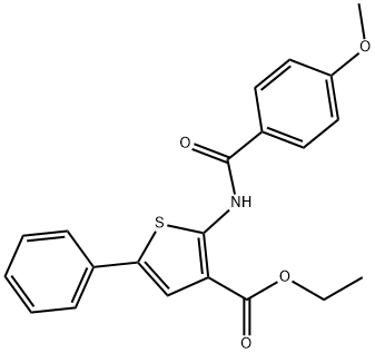 ethyl 2-[(4-methoxybenzoyl)amino]-5-phenylthiophene-3-carboxylate Struktur