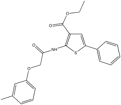 ethyl 2-{[(3-methylphenoxy)acetyl]amino}-5-phenyl-3-thiophenecarboxylate Struktur