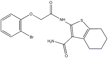 2-{[(2-bromophenoxy)acetyl]amino}-4,5,6,7-tetrahydro-1-benzothiophene-3-carboxamide Struktur