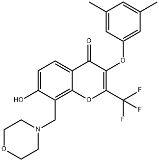 3-(3,5-dimethylphenoxy)-7-hydroxy-8-(4-morpholinylmethyl)-2-(trifluoromethyl)-4H-chromen-4-one Struktur