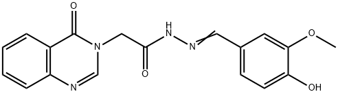 N'-(4-hydroxy-3-methoxybenzylidene)-2-(4-oxo-3(4H)-quinazolinyl)acetohydrazide Struktur