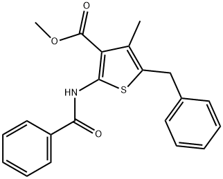 methyl 2-(benzoylamino)-5-benzyl-4-methyl-3-thiophenecarboxylate Struktur