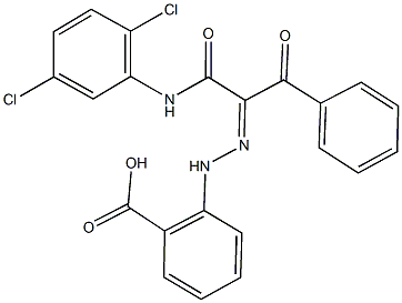 2-{2-[1-benzoyl-2-(2,5-dichloroanilino)-2-oxoethylidene]hydrazino}benzoic acid Struktur