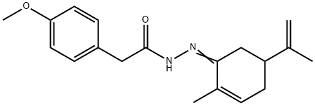 N'-(5-isopropenyl-2-methyl-2-cyclohexen-1-ylidene)-2-(4-methoxyphenyl)acetohydrazide Struktur