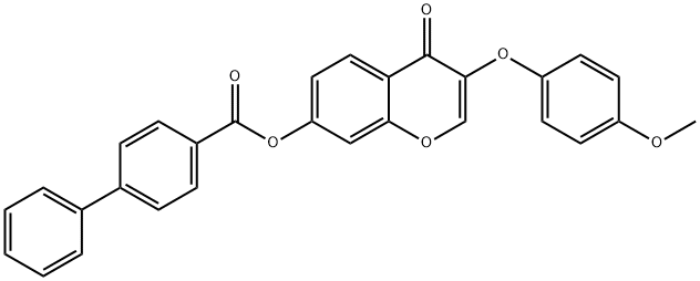 3-(4-methoxyphenoxy)-4-oxo-4H-chromen-7-yl [1,1'-biphenyl]-4-carboxylate Struktur