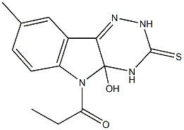 4a-hydroxy-8-methyl-5-propionyl-2,4,4a,5-tetrahydro-3H-[1,2,4]triazino[5,6-b]indole-3-thione Struktur