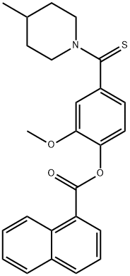 2-methoxy-4-[(4-methyl-1-piperidinyl)carbothioyl]phenyl 1-naphthoate Struktur