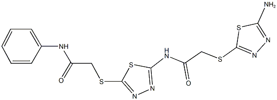 2-[(5-amino-1,3,4-thiadiazol-2-yl)sulfanyl]-N-{5-[(2-anilino-2-oxoethyl)sulfanyl]-1,3,4-thiadiazol-2-yl}acetamide Struktur