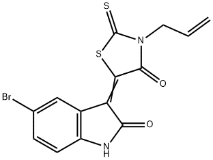 3-(3-allyl-4-oxo-2-thioxo-1,3-thiazolidin-5-ylidene)-5-bromo-1,3-dihydro-2H-indol-2-one Struktur