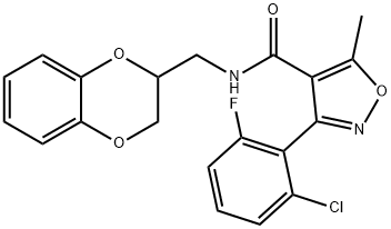 3-(2-chloro-6-fluorophenyl)-N-(2,3-dihydro-1,4-benzodioxin-2-ylmethyl)-5-methyl-4-isoxazolecarboxamide Struktur