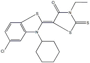 5-(5-chloro-3-cyclohexyl-1,3-benzothiazol-2(3H)-ylidene)-3-ethyl-2-thioxo-1,3-thiazolidin-4-one Struktur