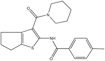 4-methyl-N-[3-(1-piperidinylcarbonyl)-5,6-dihydro-4H-cyclopenta[b]thien-2-yl]benzamide Struktur