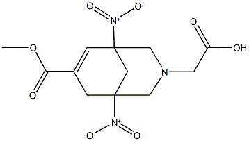 [1,5-bisnitro-7-(methoxycarbonyl)-3-azabicyclo[3.3.1]non-6-en-3-yl]acetic acid Struktur