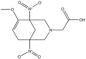 {1,5-bisnitro-6-methoxy-3-azabicyclo[3.3.1]non-6-en-3-yl}acetic acid Struktur