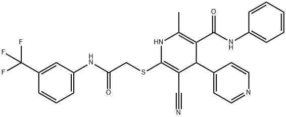 5-cyano-2-methyl-6-({2-oxo-2-[3-(trifluoromethyl)anilino]ethyl}sulfanyl)-N-phenyl-1,4-dihydro-4,4'-bipyridine-3-carboxamide Struktur