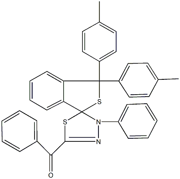 phenyl{1,1-bis(4-methylphenyl)-4'-phenyl-1,3,4',5'-tetrahydrospiro(2-benzothiophene-3,5'-[1,3,4]-thiadiazole)-2'-yl}methanone Struktur