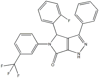 4-(2-fluorophenyl)-3-phenyl-5-[3-(trifluoromethyl)phenyl]-4,5-dihydropyrrolo[3,4-c]pyrazol-6(1H)-one Struktur