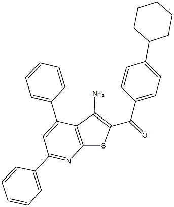 (3-amino-4,6-diphenylthieno[2,3-b]pyridin-2-yl)(4-cyclohexylphenyl)methanone Struktur